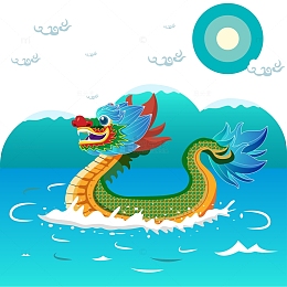 端午节龙舟祥云海浪龙