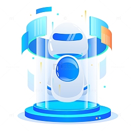 2.5D蓝色科技互联网人工智能装饰元素