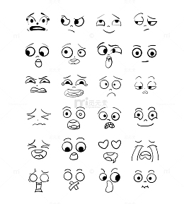 手绘不同形状表情简笔画