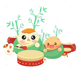 粽子端午节手绘咸鸭蛋场景