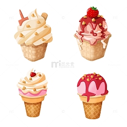 夏日甜点草莓冰淇淋雪糕筒