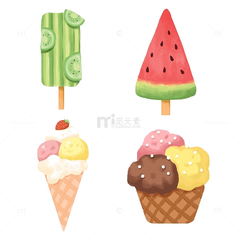 夏天冰淇淋卡通元素