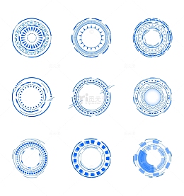 蓝色科技感可视化大数据圆形装饰元素