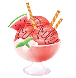 小清新夏天西瓜冰淇淋元素