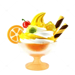 3D立体夏季橙子味冰淇淋杯黄白双色冰淇淋