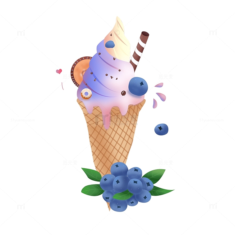 夏日水果冷饮蓝莓巧克力冰淇淋