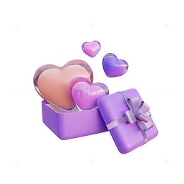 3D立体炫彩水晶玻璃爱心礼盒