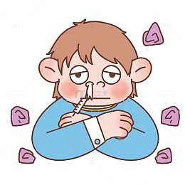男孩过敏流鼻子插画