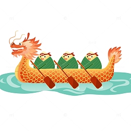 端午节手绘卡通赛龙舟元素