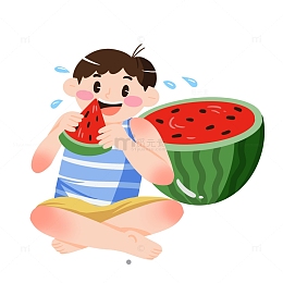 夏至男孩吃西瓜