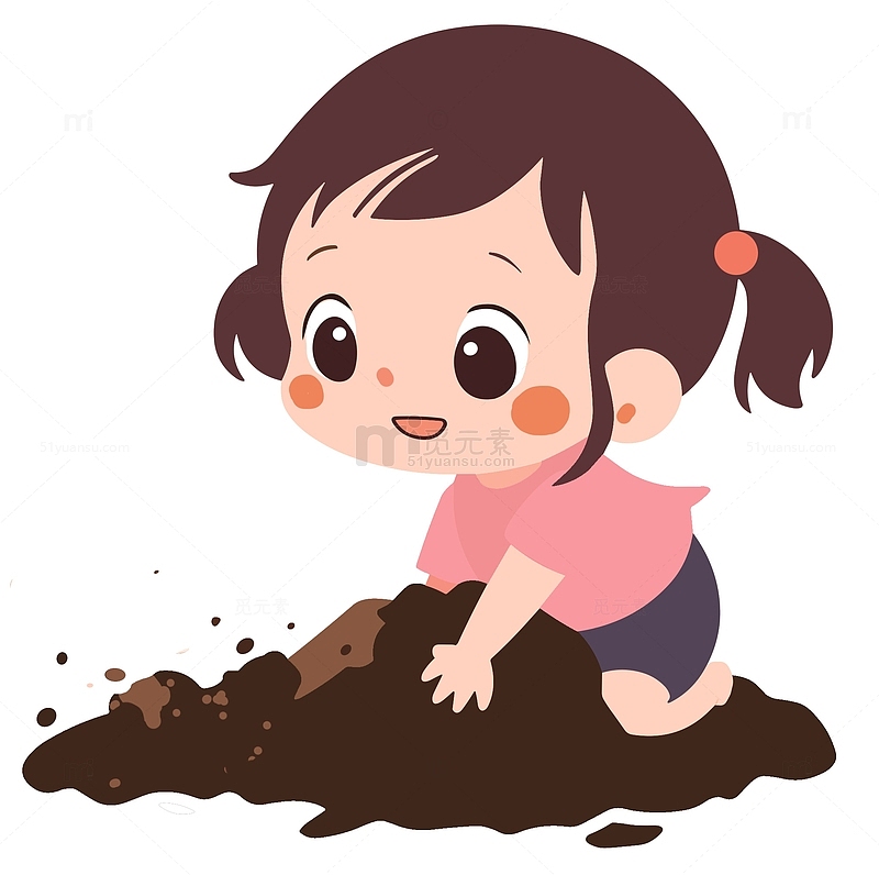 小女孩在玩泥巴素材