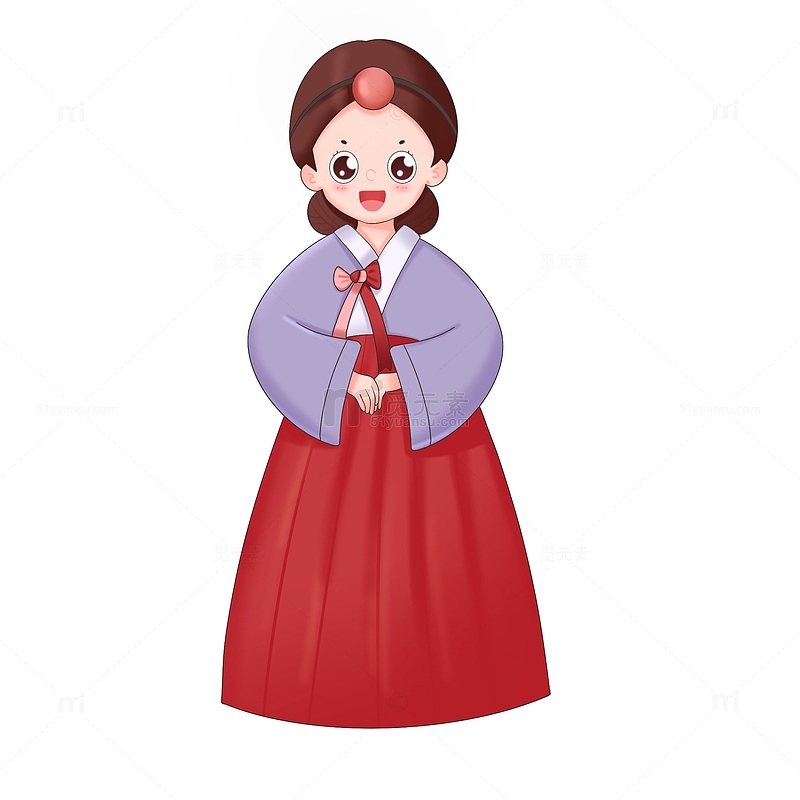 手绘传统民族朝鲜族女孩免抠元素