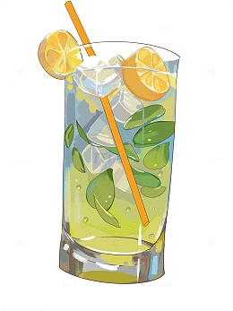 夏日冷饮手绘插画元素