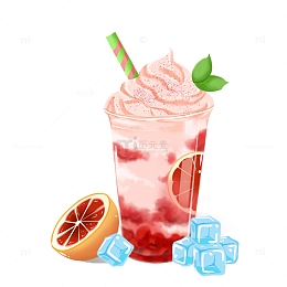 手绘水果奶茶雪糕元素