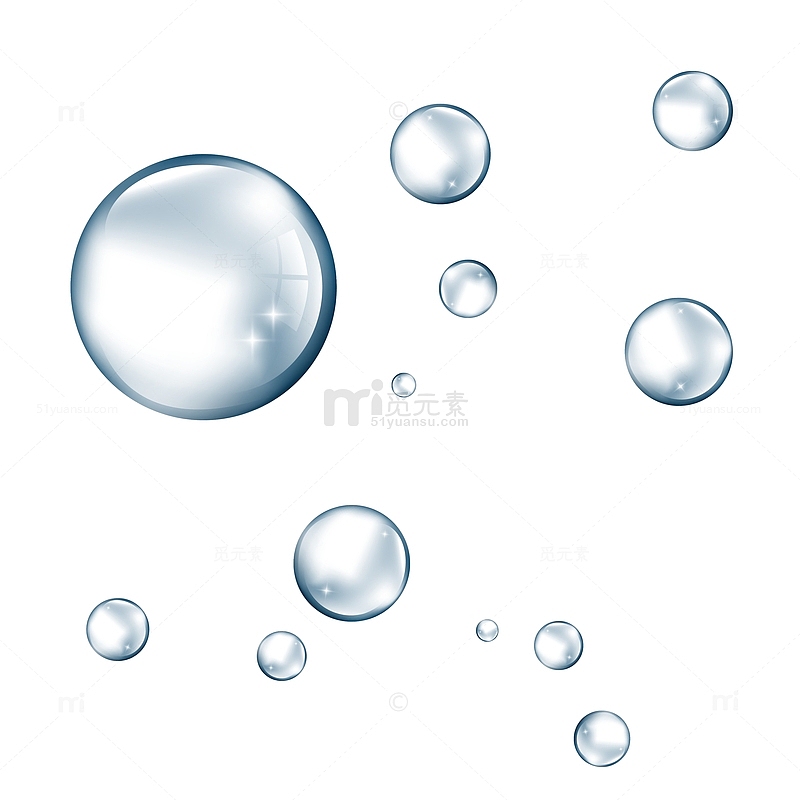 蓝色气泡水珠漂浮矢量元素
