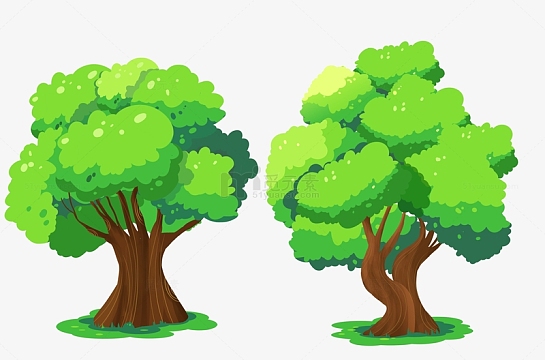 插画元素(2000x2000)psdpng手绘卡通绿色小清新蓝天白天草地背景(4000