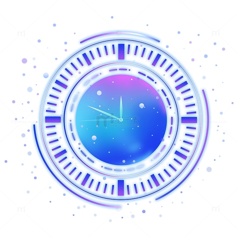 光效蓝色时钟背景装饰圆形元素