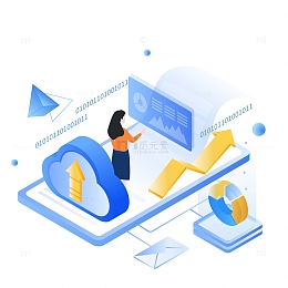 2.5D科技互联网人物统计装饰元素