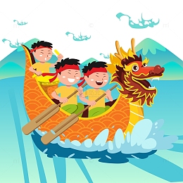 端午节国潮中国风划龙舟粽子