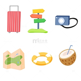 夏季旅游卡通标签贴纸