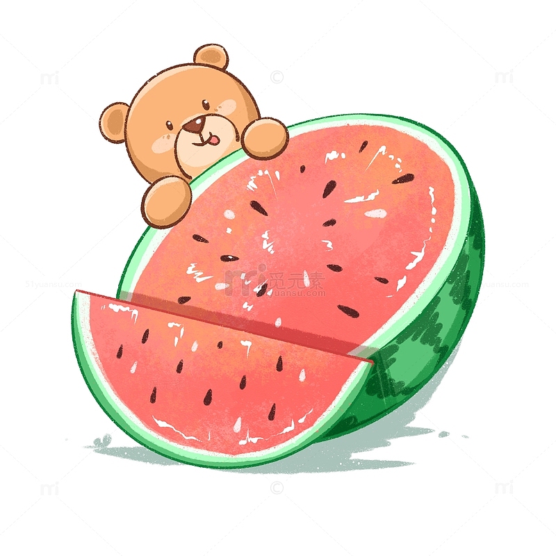 夏季凉爽水果西瓜元素夏天可爱小熊