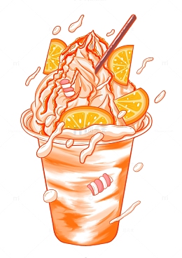 夏天清新凉爽香橙雪糕冰淇淋雪顶元素