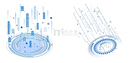 蓝色线条科技感圆圈装饰元素