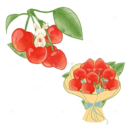 夏天樱桃小清新水果兔子贴纸