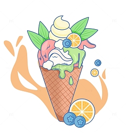 小清新手绘矢量冰激凌