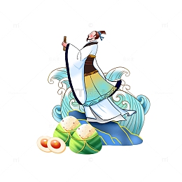 手绘端午人物图