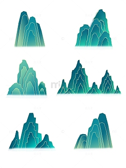 中国风山峰山纹山谷国潮装饰素材