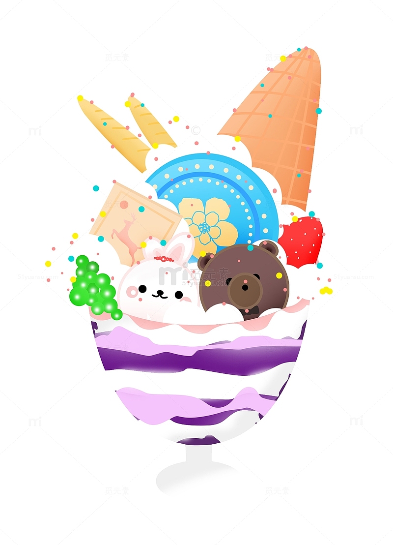 夏日清新水果小兔小熊卡通水果雪糕冷饮