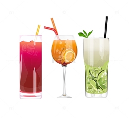 缤纷夏日水果饮料冷饮插画元素