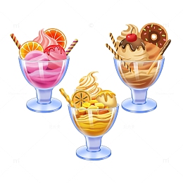 夏日水果冰淇淋冷饮玻璃杯卡通