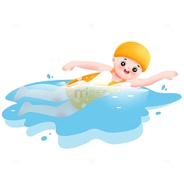 夏日女孩游泳减肥元素