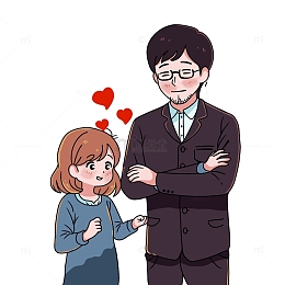 父亲节女儿父亲林间亲子场景感恩父亲