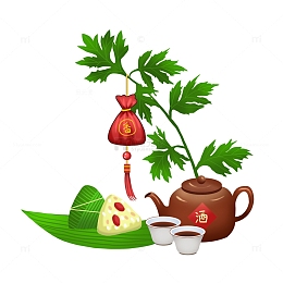 端午节艾草艾叶香包粽子雄黄酒