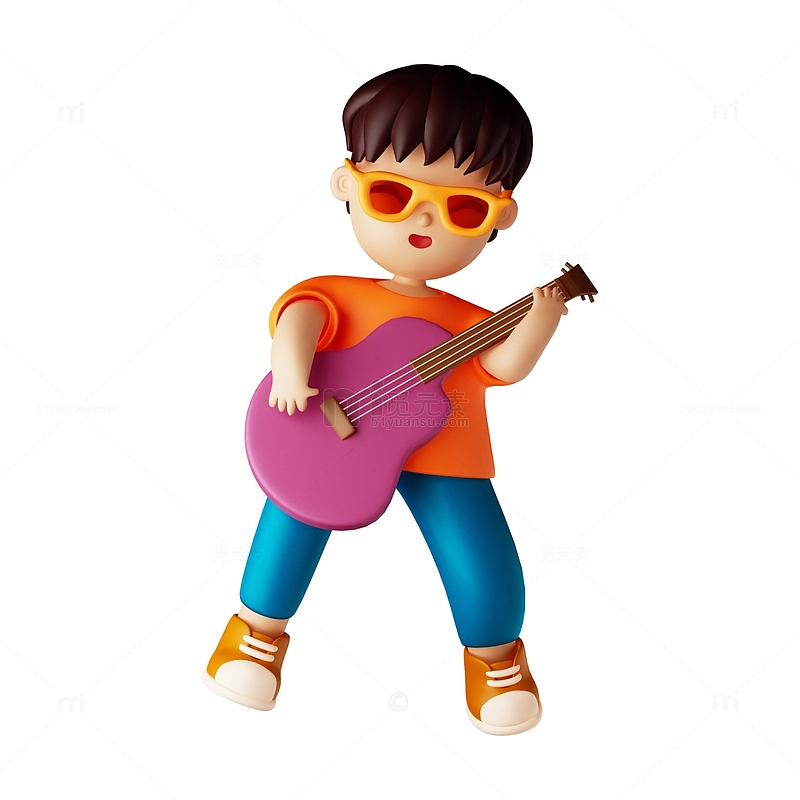 3D弹吉他的儿童