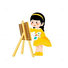 卡通画画小女孩插画元素