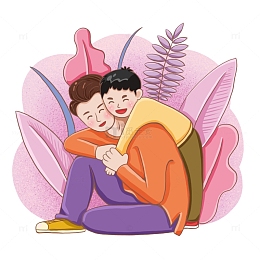 父亲节扁平人物场景插画