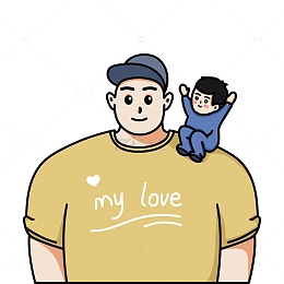 父亲节亲子人物插画