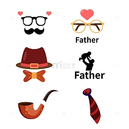 父亲节插画组合元素
