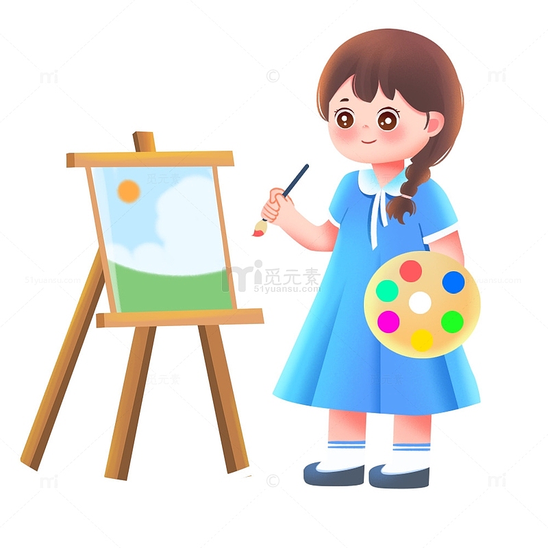 儿童插画培训班女孩画画美术班课元素