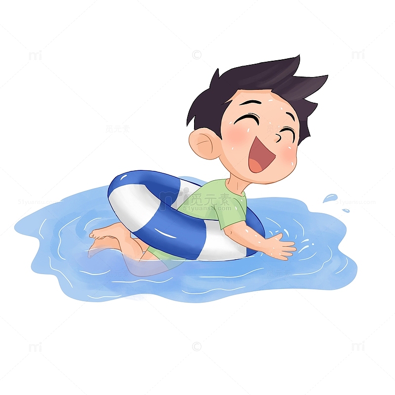 夏季儿童游泳插画