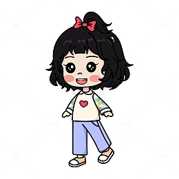 可爱女孩儿童卡通人物插画