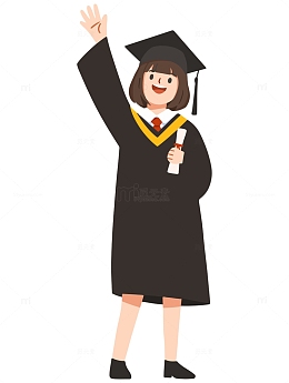 毕业季学士服女生挥手告别毕业场景