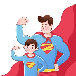 父亲节超人爸爸插画元素