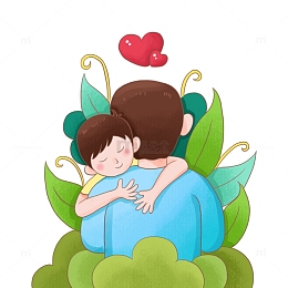 父亲节拥抱插画元素