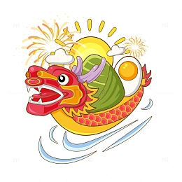 粽子咸鸭蛋龙舟矢量插画元素