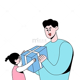 线描风父亲节父爱如山